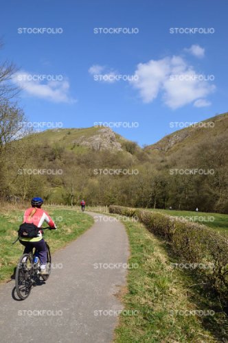 Cyclist on the Manifold Trail in the Peak District