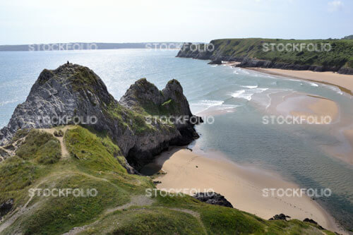 Three Cliffs Bay and beach on Gower Peninsular in Wales